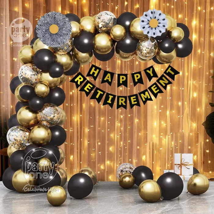 decorations Gold  Black Balloon Retirement Decoration